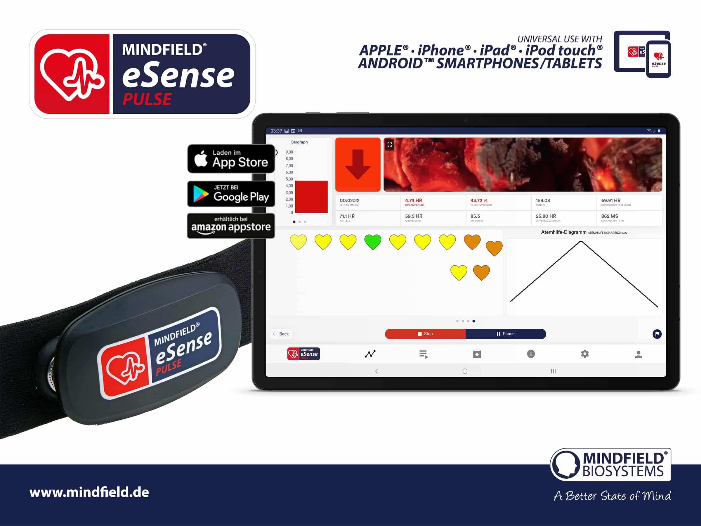 Esense Pulse Mobile Biofeedback With Your Smartphone Or Tablet